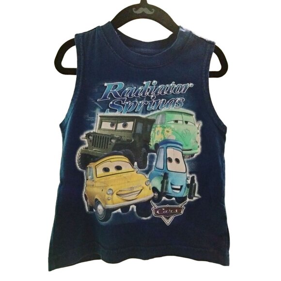 Disney Cars Kids XXS (2/3) Tank Top Radiator Springs Sleeveless Blue - Picture 2 of 5